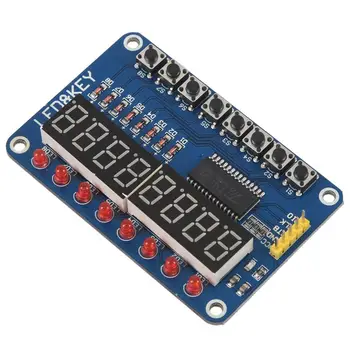 

1pcs blue TM1638 button LED display module 8-bit digital LED button for Arduino / 51 with 5pcs 20cm DuPont line Module pin color