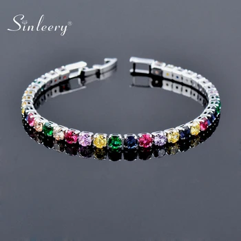 

SINLEERY Tennis Bracelet with Shinning AAA Cubic Zirconia Rose Gold Silver Color Bracelets for Women Jewelry SL059 SSF