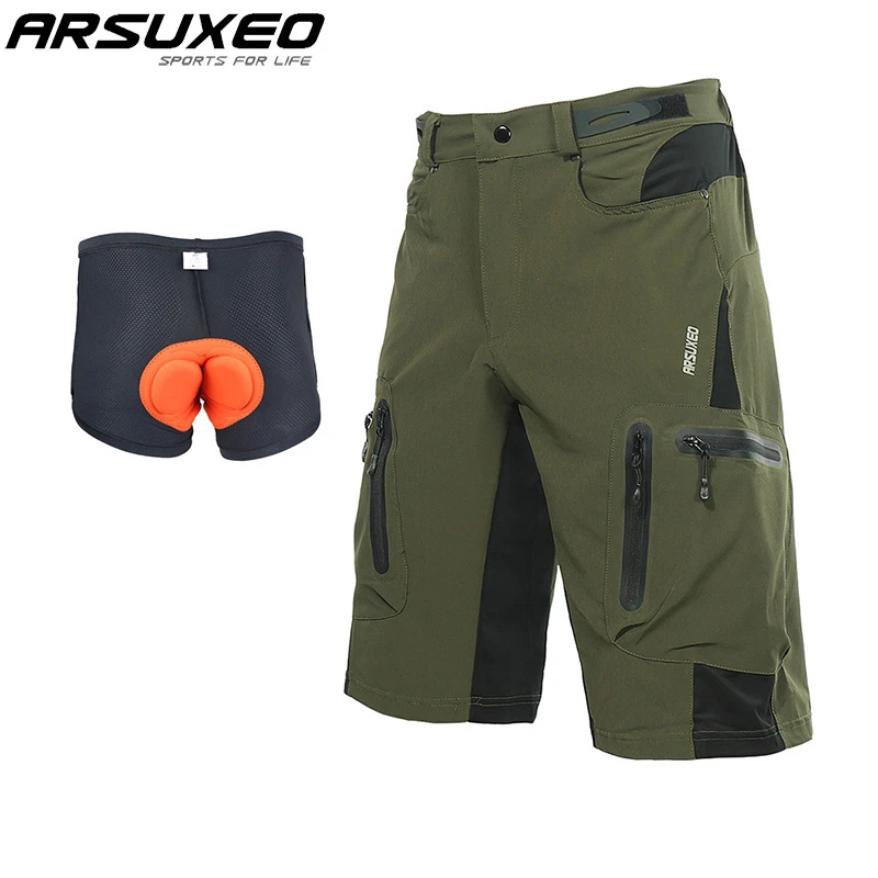 Arsuxeo Men's Outdoor Sports Mtb Mountain Bike Bicycle Shorts Cycling Shorts Water Resistant