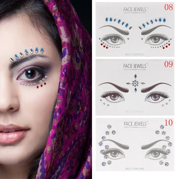 

1PC Bohemia Tribal Style Acrylic Resin Drill Stick Bindi Handpicked Face Eye Jewels Forehead Stage Decor Decoration Sticker