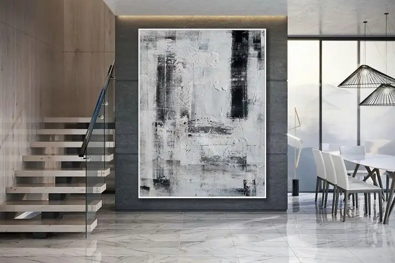 

Oversize Minimalist Painting Extra Large Minimal Simple Easy Acrylic Painting on Canvas Art Abstract Wall Art Black and White