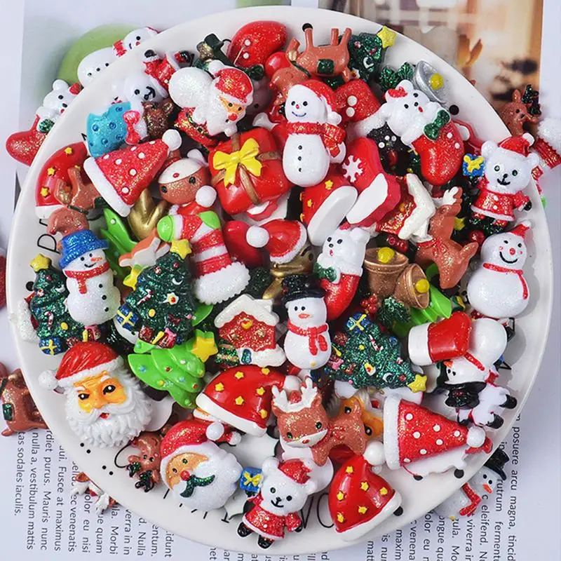 

10/30pcs Mixed Resin Merry Christmas Series Flatback Cabochon Embellishments Scrapbook Decor DIY Craft