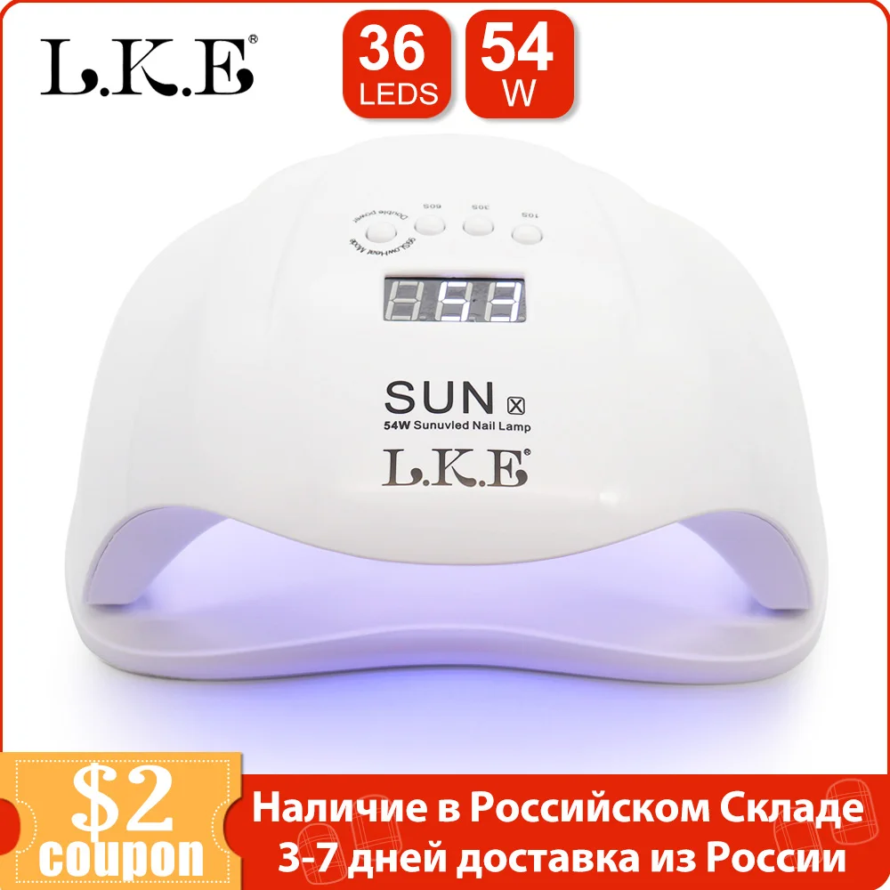 Светодиодная УФ лампа для ногтей LKE 54 Вт Сушилка с 36 светодиодами двойной гель