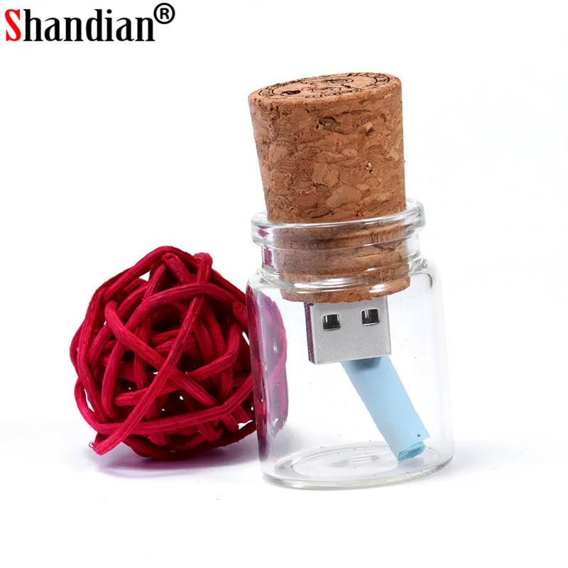 USB флеш накопитель SHANDIAN в стеклянной бутылке 64/32/16/4 гб|USB флэш-накопители| |