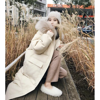 

Casual Women Winter Thick Coat White And Blackcotton Padded Warm Thicken Ladies Loose Long Coats Parka Womens Jackets Ka352