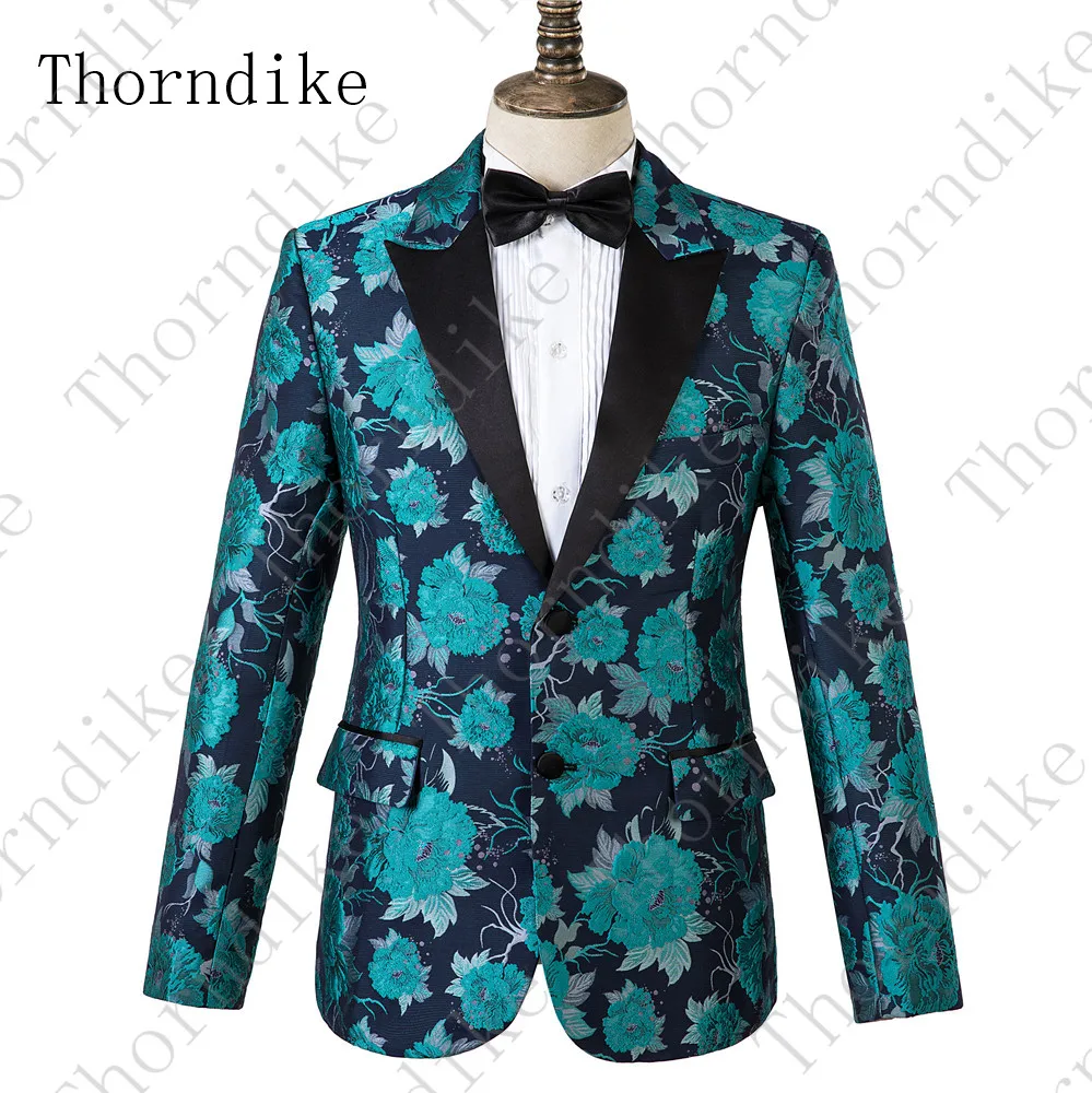Thorndike куртка+ брюки Новая мода цветочные мужские костюмы приталеные Блейзеры Плюс размер жаккардовые Свадебные деловые мужские фраки строгие платья