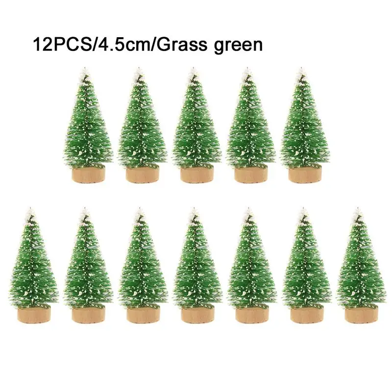 

12-Piece Mini Christmas Tree Sisal Silk Cedar - Decoration Small Christmas Tree - Gold Silver Blue Green White Mini Tree