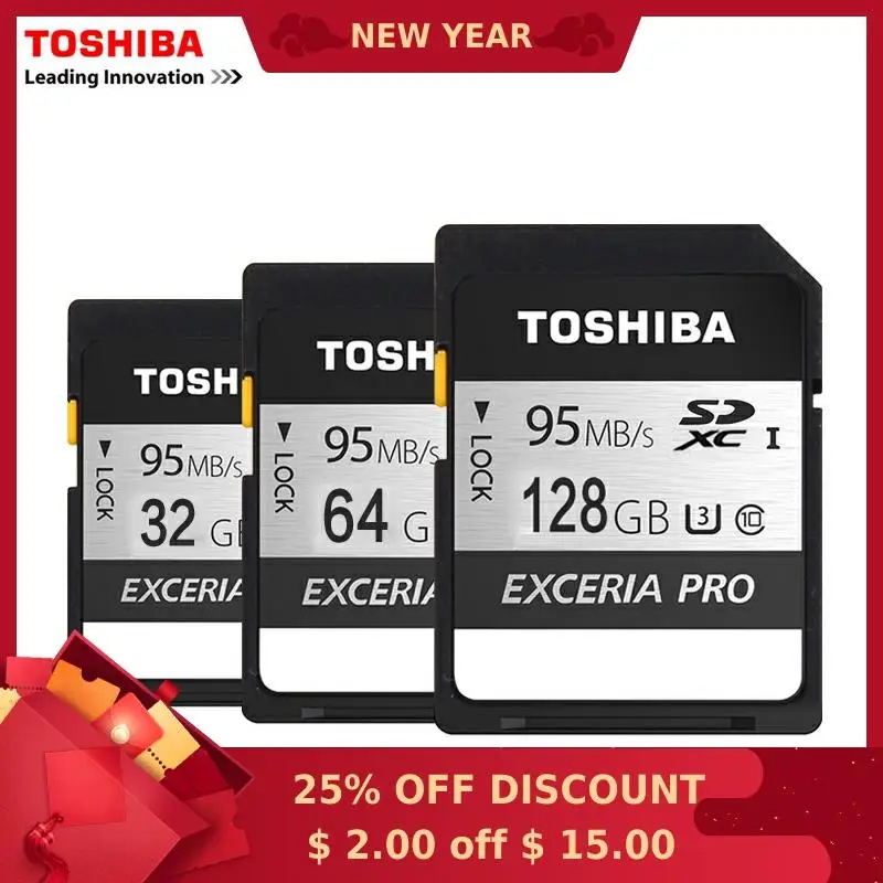 Карта памяти Toshiba UHS U3 128 ГБ 95 МБ/с./с SDXC 64 SD 4K 32 SDHC Flash Memory EXCERIA PRO цифровая зеркальная