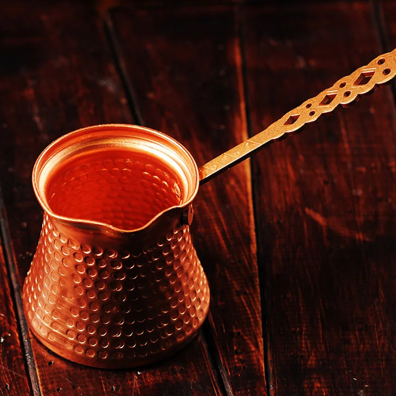 

Turkish Coffee Pot Food Grade Aluminum Plated Copper 2-3 People Turkey Coffee Maker for Turk Cezve Cafeteria Barista Perculator