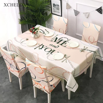 

Dining Table Cover Rectangular Carpet Waterproof Gold Vintage Decoration Linen Tablecloth Living room Eating Desk Table Cloth