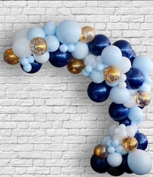 

1Set DIY Balloon Garland Blue Macaron White Latex Gold Confetti Navy Blue Ballons Mixed Wedding Birthday Baby Shower Party Decor