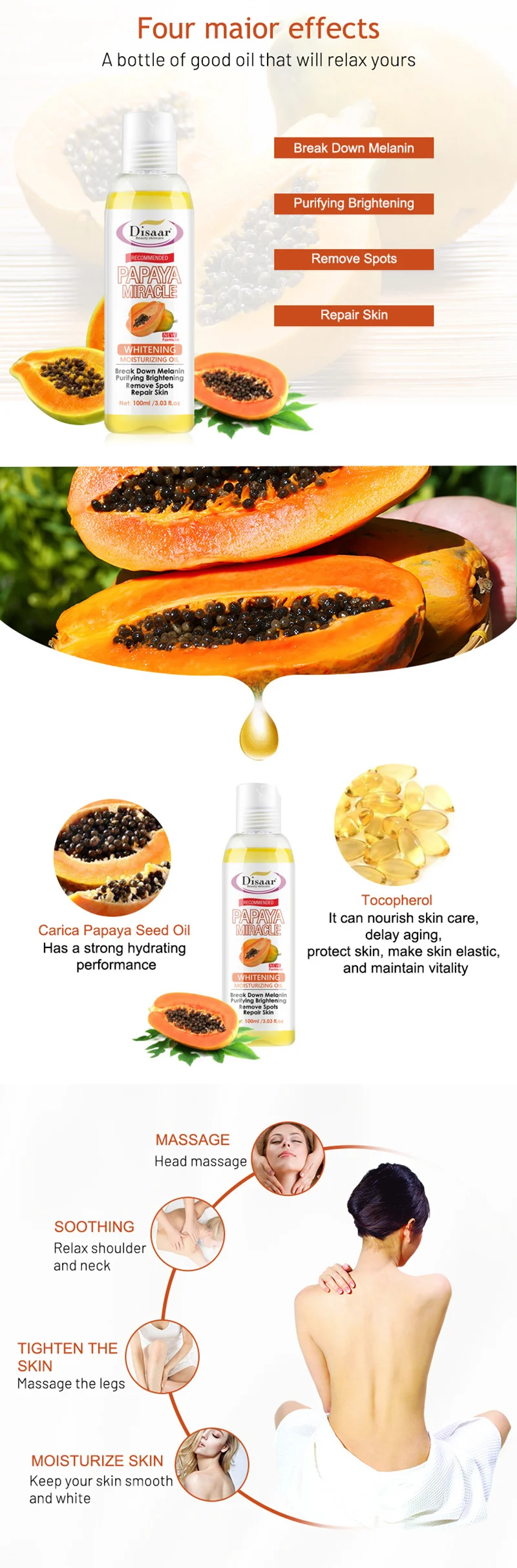 100ml Papaya Oil Body Massage Oil