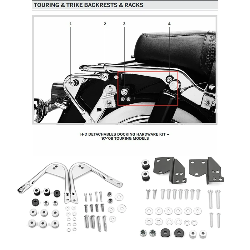 Passenger Sissy Bar Docking Hardware Kit & Tour Pak Mounting Rack Docking Hardware For Harley 1994-2008 Road King FLTR FLHT the longest road on earth world tour bundle