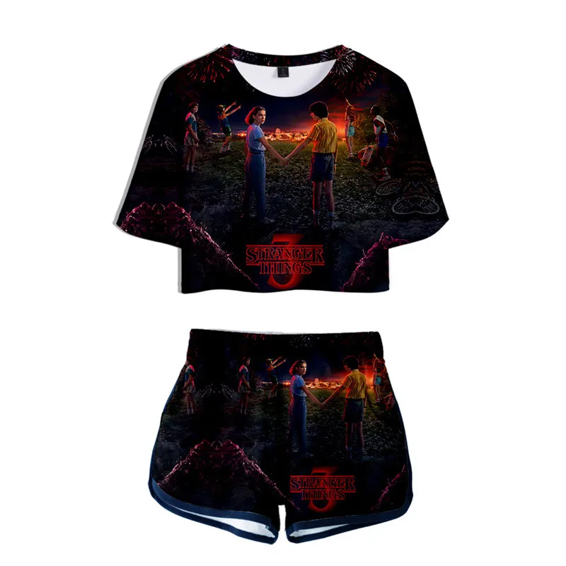 COSREA Stranger Things Costume T Shirt Shorts Two Piece Suit Girls Women 3d Print Tees Eleven Sports Sets -Zentai shop online H57d8571083ca484688f894e1b06fcef44.jpg