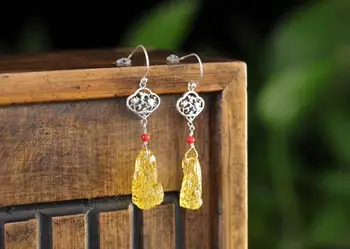 

925 Silver Natural Honey Wax Cabbage Earrings