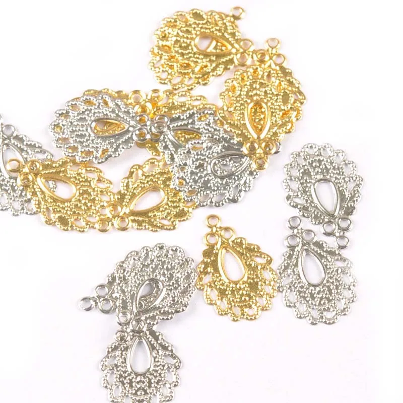 Metal Crafts Filigree Wraps Flower Connectors Pendants 50pcs DIY Jewelry Findings Scrapbook resin jewelry accessories