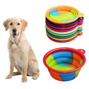 

Folding Dog Silicone Bowl Portable Travel Bowl Dog Feeder Drinking Water Food Container Collapsible Cat Feeding Pet Accessories