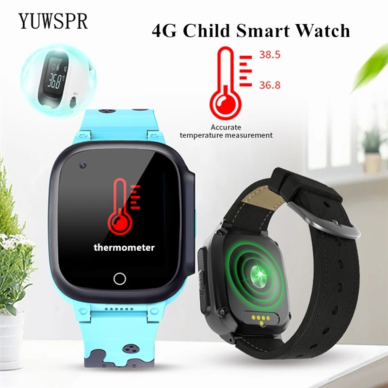 4G Children GPS Tracker Smart Watches Body Temperature SIM Card WiFi GPS Location Video Call for Android IOS Phone Clock T8W