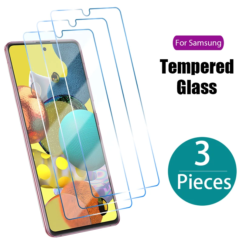 3 piezas de vidrio templado para Samsung A50 A70 A20 A21S A51 A71 A31 A30 A40 A12 Protector de pantalla de cristal para Samsung Galaxy S7 S6 S5 A20e