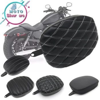 

Motorcycle Black Passenger Rear Seat Pad Leather Pillow for Harley Sportster XL 1200 883 72 48 Forty-eight 2010-2016 artificial