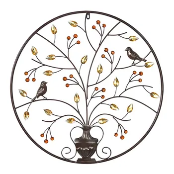 

62cm/24.4inch Vintage Black Birds Tree Metal Iron Sculpture Ornament for Home Room Wall Hanging Decoration Art Crafts Gift