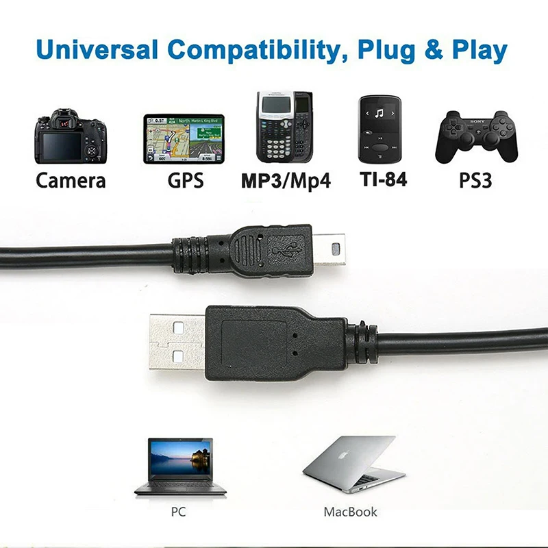 5-булавочный мини USB зарядный кабель для передачи данных кабель для зарядки и синхронизации для Камера, Nuvi, gps, PS3, MP3 Лот провода