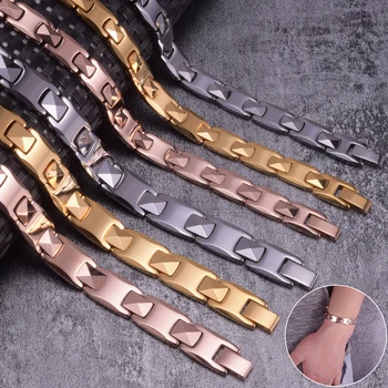 

Tungsten Bracelet Men Anti-scratch Gold Color Health Magnetic Bracelet Male Lovers Energy Hematite Couple Bracelet for Men Women