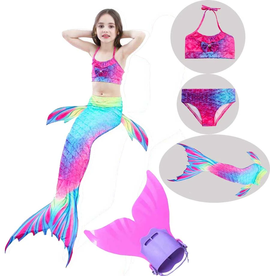 女の子子供マーメイドテールswimmableビキニセット水着ファンシー衣装プリンセスアリエルswimtailローズレッド3 12年 Aliexpress