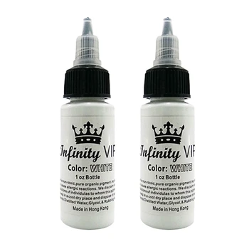 

2Pcs 30Ml/Bottle Professional Tattoo Pigment Pure Plant Small Tattoo Pigment Inks Safe Half Permanent Paints(White)