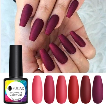 

UR SUGAR 7.5ml Solid Color UV Gel Polish Coffee Semi Permanent Soak Off Nail Art UV Gel varnish Matte Top Coat Hybrid Varnish