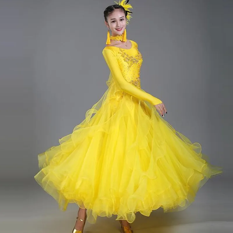 Sequins Ballroom Competition Dress Standard Dance Dresses Waltz Dancwear Costumes