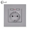 COSWALL Wall Socket Grounded Children Protective Door, EU Russia Spain Outlet With 2.1A Dual USB Charging Black White PC Panel ► Photo 3/6