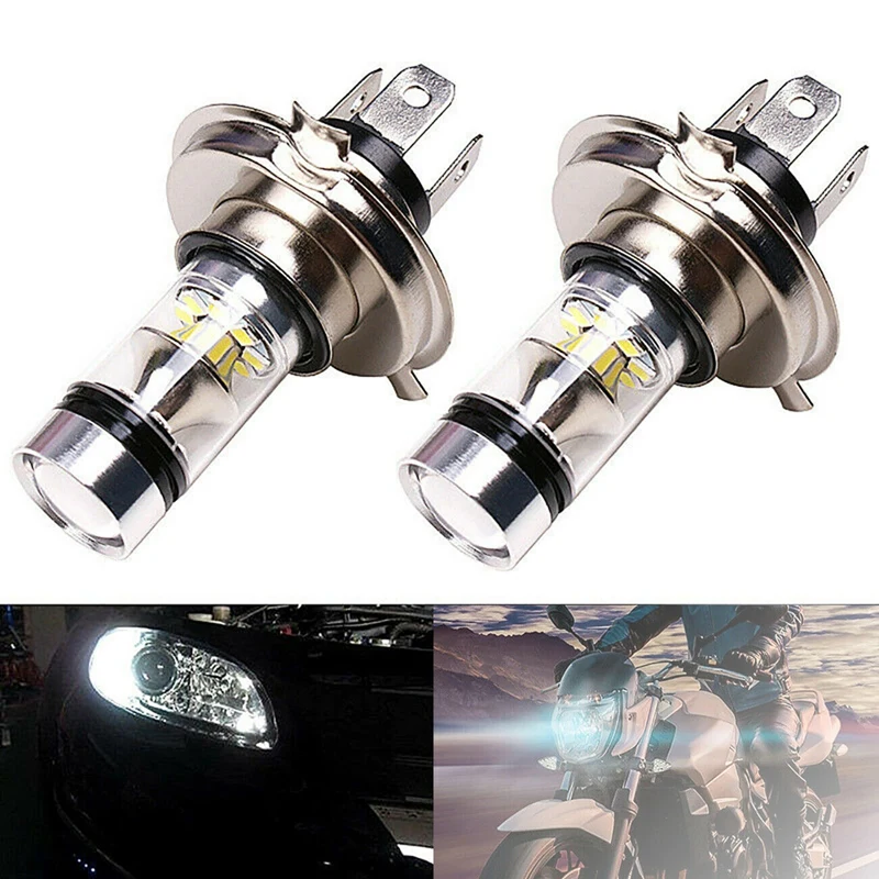 

Светодиодсветодиодный лампы H4 9003 HB2 для мотоциклетных фар, HID, Ближний и Дальний свет, 6500K, белые, 2 шт.