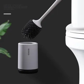

Silicone Toilet Brush Soft Bristle Wall-mounted Bathroom Toilet Brush Holder Set Clean Tool Durable ThermoPlastic Rubber