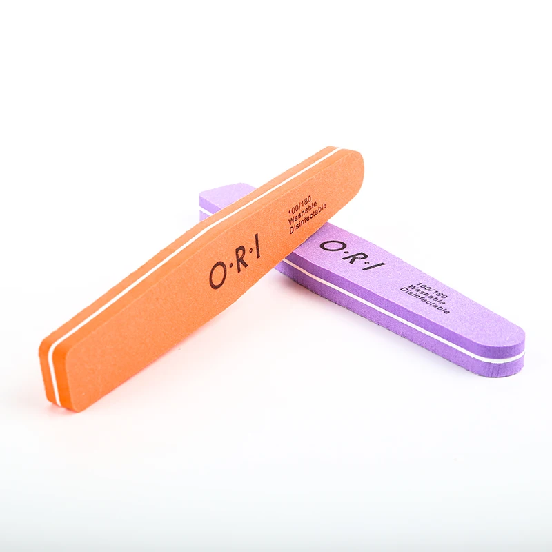 ORI 1 шт. двухсторонняя пилка для ногтей 100/180 триммер буфер розовый оранжевый инструменты для дизайна ногтей моющаяся полировка и шлифовка пилка губка