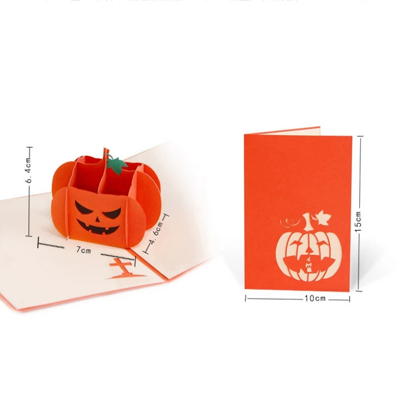  Halloween 3D Popup Angry Pumpkin Greeting Card Creative Holiday Invitations Card Envelope Included  - 4.00006E+12