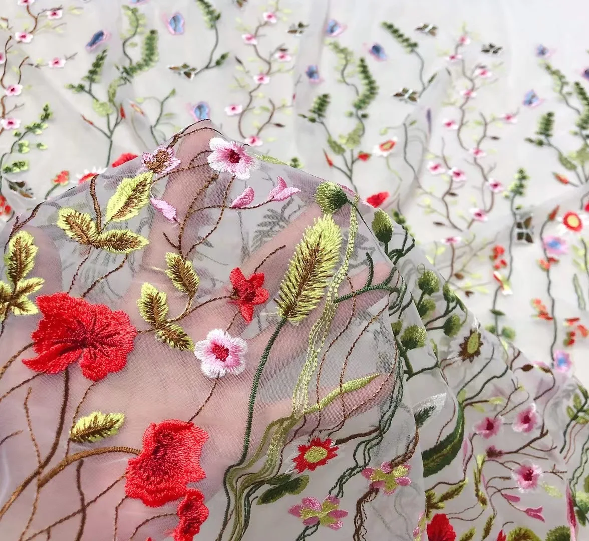 

Классический Узор, высококачественные водные растения, цветы, смешанные цвета на сетке, кружевная ткань с вышивкой