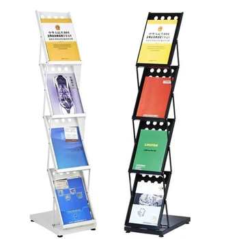 

Metal Baking Finish Magazine Brochure Catalogue Folding Holder Stand In Booth Exhibition Shop Display