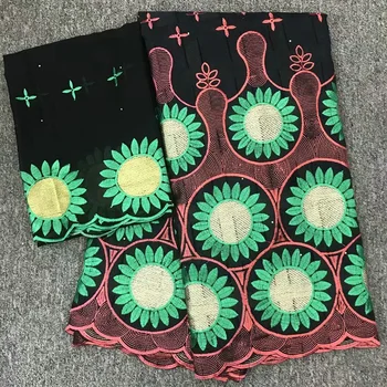 

Latest Embroidered huge sunflowers pattern 100% Cotton Fabric YCS35,Free shipping and great quality Swiss Voile Lace Fabric