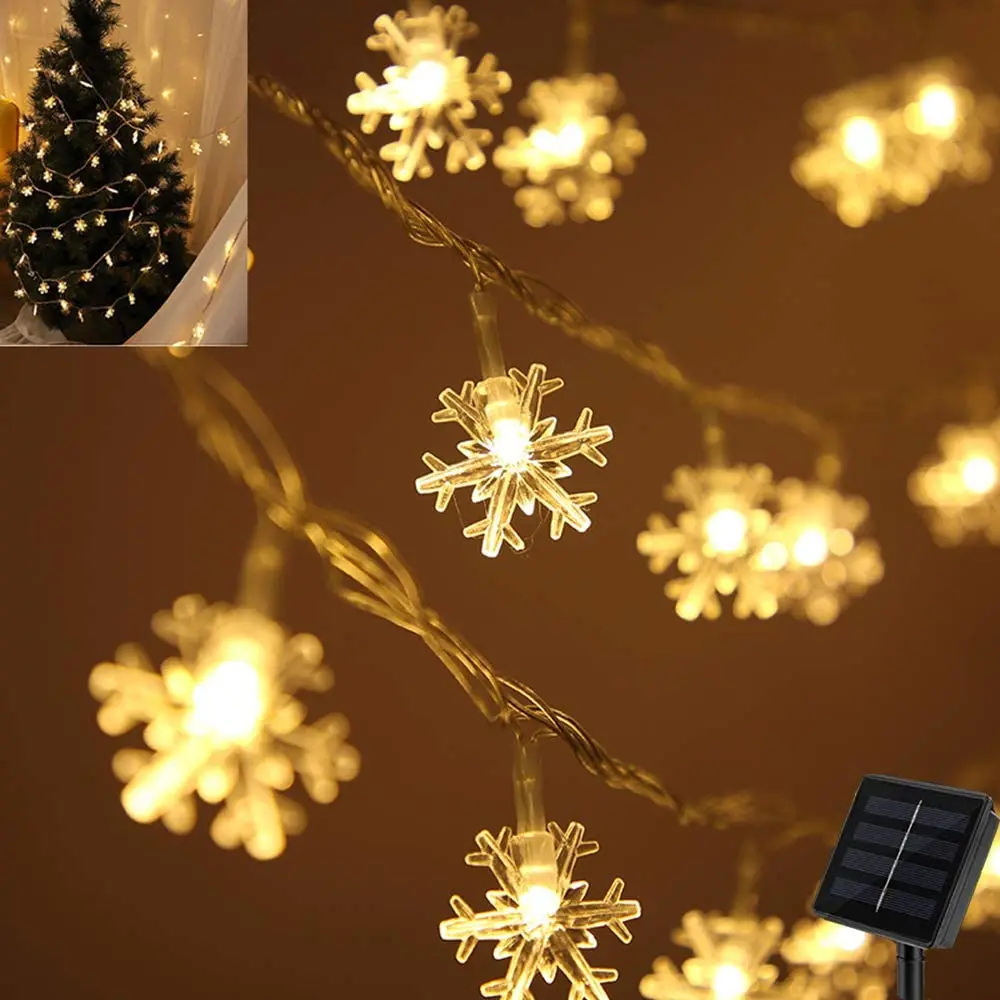 

5m 20leds Outdoor Solar Snowflake String Light Led Street Garland For New Year Christmas Decoration For Home Garden Patio Yard
