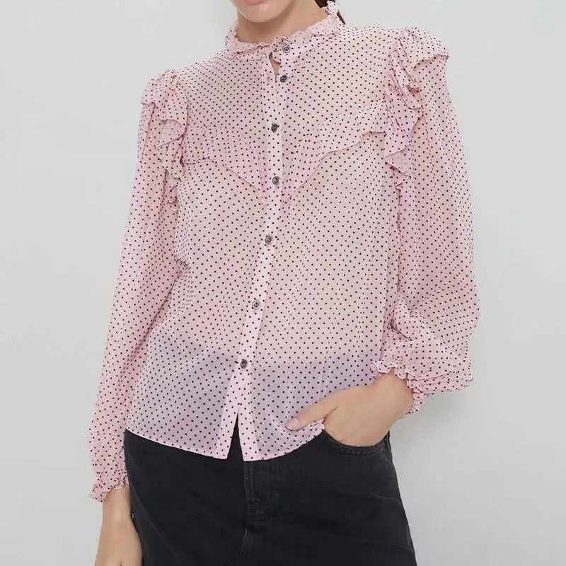 Модная блузка с рукавом, Повседневная рубашка, топ, свободная блузка с рукавом-фонариком, рубашка, топ, прозрачный топ, Женская Сексуальная