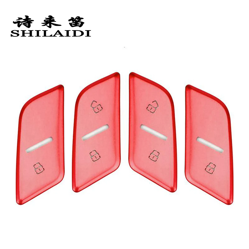 Car styling Door Unlock Switch Button decoration Cover Stickers Trim For Audi A4 B9 A5 stainless steel Interior auto Accessories - Название цвета: Red
