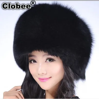 Женская меховая шапка бомбер из искусственного лисьего меха V675|Женские