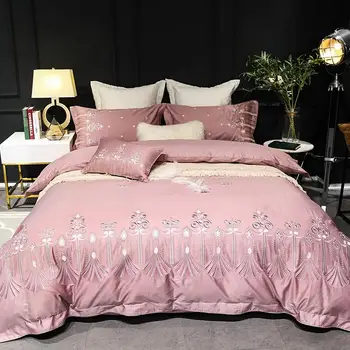 

4/6/7Pcs Egypt Cotton European Retro Luxury Bedding Set Embroidery Duvet cover set Bed Sheet Pillowcases Queen King Size
