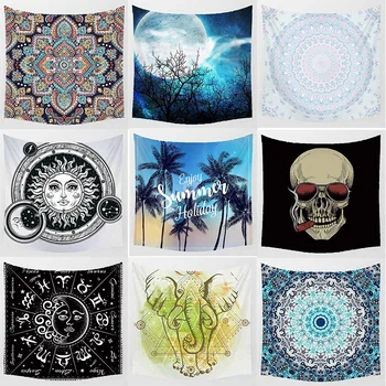 

creative pattern moon skull skeleton flowers macrame pattern wall hanging tapestry home decoration wall tapestry tapiz pared