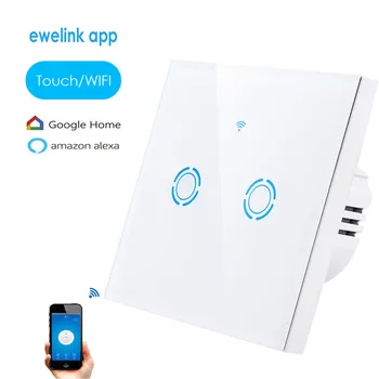 

New eWelink APP WiFi Remote Smart Switch EU Type 1 2 3 Gang Wall Touch Screen Light Switch Crystal Glass Switch Panel Alexa