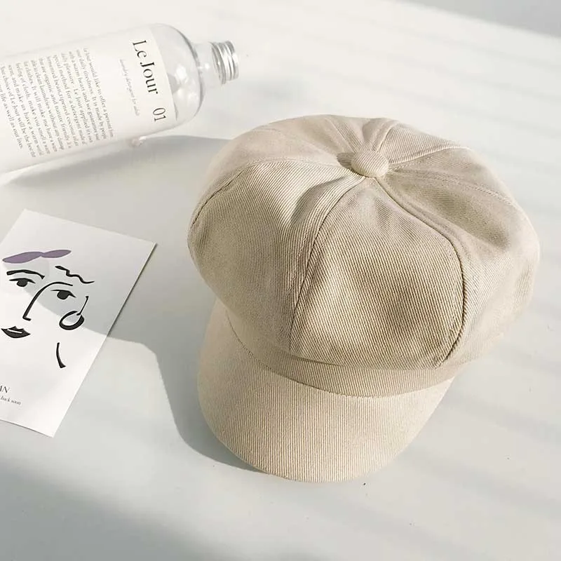 Весенне-летний женский берет восьмиугольная кепка шляпы Стильный художник кепка газетчика черный серый шапки-береты