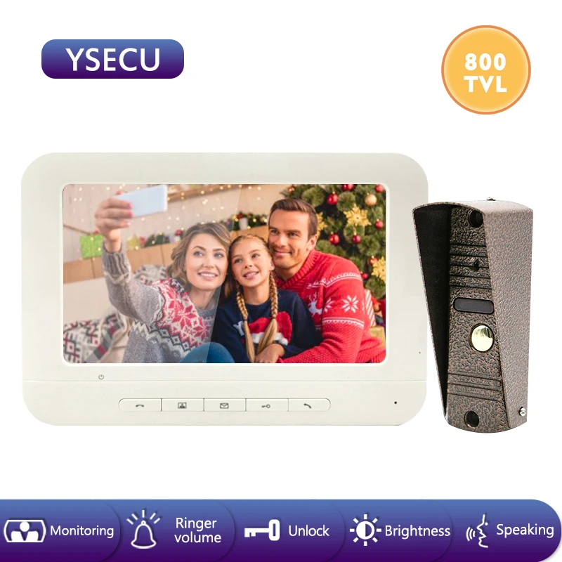 YSECU 7 дюймовый проводной видеодомофон с ЖК дисплеем 800TVL визуальный