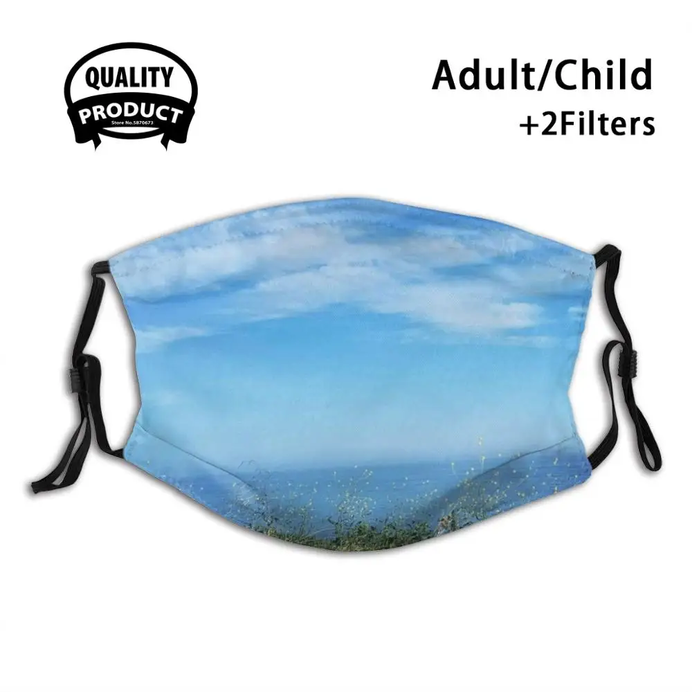 Wave Anti Dust Face Mask Washable Filter ReusableBeach Waves Nature Photography Ocean California | Аксессуары для одежды