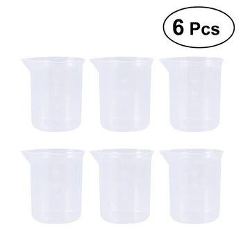 

6pcs 100mL PP Plastic Graduation Beakers Measuring Cups Lab Liquid Container